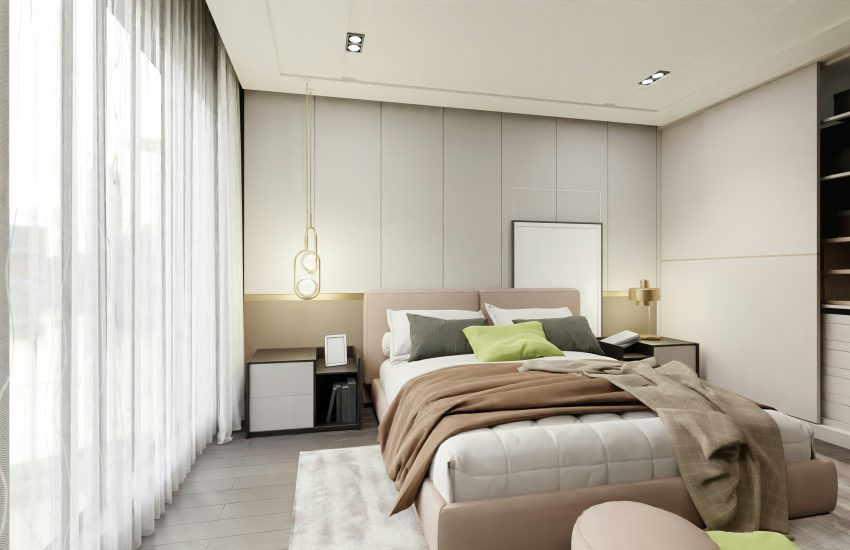 propozycja ukształtowania wnętrza sypialni - projekt