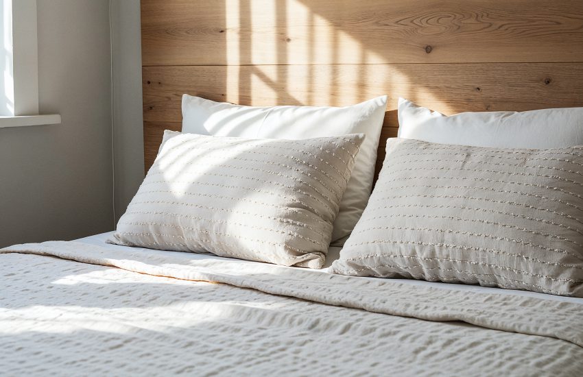 poukładane łóżko w sypialni- łóżko dla dorosłych